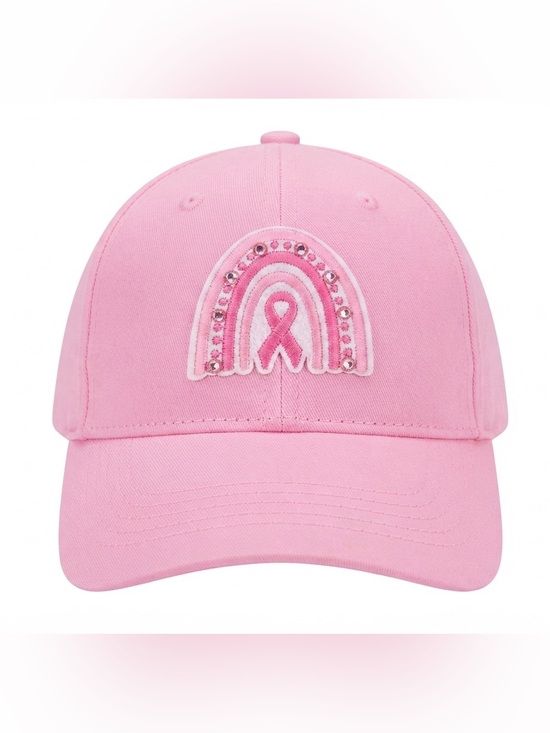 Handmade Accessories - Handmade Pink Rainbow Awareness Ribbon Rhinestone Hat NWT